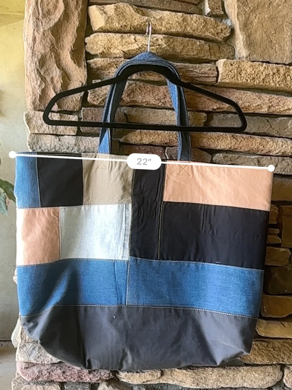 The Mosaic Tote Handmade Upcycled Denim Patchwork Tote Bag Oversized‎